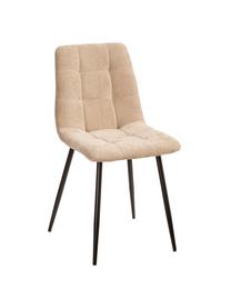 Krzesło tapicerowane z aksamitu Hope, Tapicerka: 100% aksamit poliestrowy, Nogi: metal, Beżowy, czarny, S 42 x G 44 cm