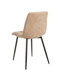 Krzesło tapicerowane z aksamitu Hope, Tapicerka: 100% aksamit poliestrowy, Nogi: metal, Beżowy, czarny, S 42 x G 44 cm