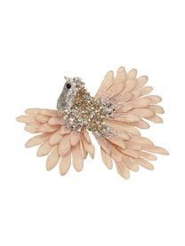 Kerstboomhanger Bird, Polyester, kunststof, Champagnekleurig, lichtroze, 15 x 5 cm