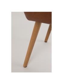 Sedia con braccioli Pike, Rivestimento: similpelle (poliuretano), Struttura: acciaio, Gambe: massiccio legno di querci, Rivestimento: marrone Gambe: legno di quercia, Larg. 59 x Alt. 84 cm