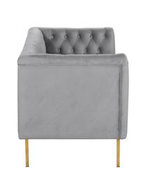 Canapé Chesterfield 2 places velours Chiara, Velours gris, larg. 170 x prof. 72 cm