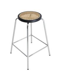 Tabouret de bar avec assise en rotin Meraki, Rotin, couleur argentée, larg. 30 x haut. 65 cm