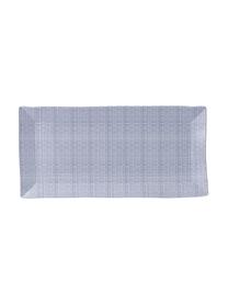 Porseleinen serveerplateau Pacific met patroon, Porselein, Wit, blauw, 18 x 39 cm