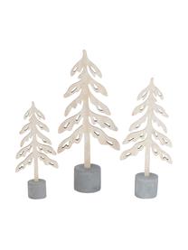 Set 3 alberi decorativi Mattern, Cemento, compensato, Grigio, legno chiaro, Set in varie misure