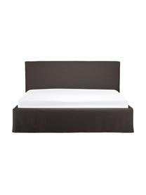 Cama tapizada Feather, con espacio de almacenamiento, Tapizado:  poliéster (texturizado) , Estructura: madera de pino maciza y p, Tejido gris antracita, An 200 x L 200 cm