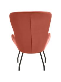 Fluwelen fauteuil Wing in bruin met metalen poten, Frame: metaal, verzinkt, Fluweel bruin, B 75 x H 85 cm