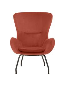 Fluwelen fauteuil Wing in bruin met metalen poten, Frame: metaal, verzinkt, Fluweel bruin, B 75 x H 85 cm