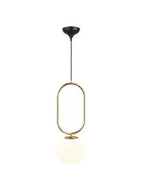 Petite suspension boule en verre Shapes, Blanc crème, laiton, Ø 22 x haut. 300 cm