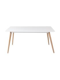 Mesa de comedor Flamy, Tablero: fibras de densidad media , Patas: madera de roble aceitada, Blanco, roble, An 160 x F 90 cm