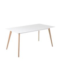 Mesa de comedor Flamy, Tablero: fibras de densidad media , Patas: madera de roble aceitada, Blanco, roble, An 160 x F 90 cm