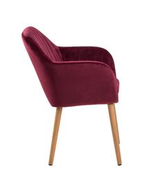 Silla de terciopelo Emilia, Tapizado: poliéster (terciopelo) Al, Patas: madera de roble aceitado, Terciopelo burdeos, patas roble, An 57 x F 59 cm