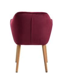 Silla de terciopelo Emilia, Tapizado: poliéster (terciopelo) Al, Patas: madera de roble aceitado, Terciopelo burdeos, patas roble, An 57 x F 59 cm