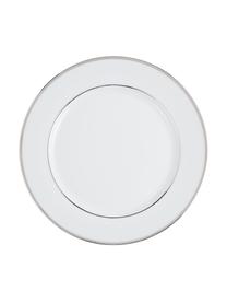 Porcelánové mělké talíře se stříbrnými okraji Ginger, 6 ks, Porcelán, Bílá, stříbrná, Ø 27 cm