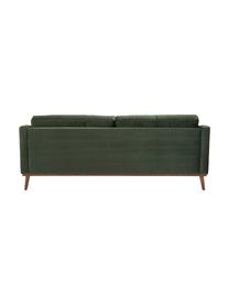 Fluwelen bank Alva (3-zits) in groen met beukenhout-poten, Bekleding: fluweel (hoogwaardig poly, Frame: massief grenenhout, Poten: massief gebeitst beukenho, Olijfgroen, B 215 x D 92 cm