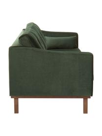 Fluwelen bank Alva (3-zits) in groen met beukenhout-poten, Bekleding: fluweel (hoogwaardig poly, Frame: massief grenenhout, Poten: massief gebeitst beukenho, Olijfgroen, B 215 x D 92 cm