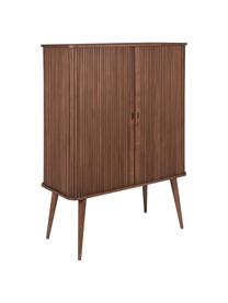 Credenza alta retrò con ante scorrevoli Barbier, Ripiani: vetro temperato, Legno di noce, Larg. 100 x Alt. 140 cm