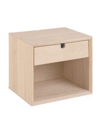 Mesita de noche de pared de madera Century, Aglomerado, tablero de fibras de densidad media (MDF) chapado en madera de roble, Beige, An 37 x Al 33 cm