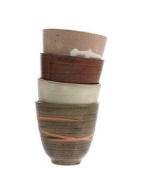 Set 4 tazze fatte a mano Yunomi, Ceramica, Multicolore, Ø 9 x Alt. 8 cm, 230 ml