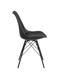 Kunstleren stoelen Eris met gestoffeerde zitvlak, 2 stuks, Zitvlak: kunstleer (polyurethaan), Zitvlak: kunststof, Poten: gepoedercoat metaal, Kunstleer zwart, B 49 x D 54 cm