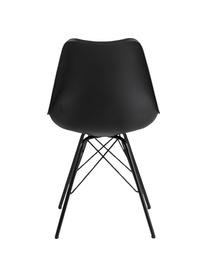 Kunstleren stoelen Eris met gestoffeerde zitvlak, 2 stuks, Zitvlak: kunstleer (polyurethaan), Zitvlak: kunststof, Poten: gepoedercoat metaal, Kunstleer zwart, B 49 x D 54 cm