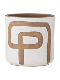 Cache-pot terre cuite Lelou, Terre cuite, blanc crème, Blanc, Ø 12 x haut. 12 cm