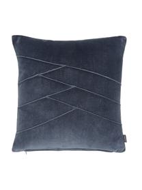 Coussin 45x45 velours bleu Pintuck, Bleu