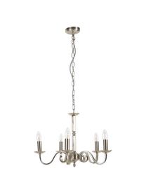 Lampadario in acciaio satinato Richmond, Baldacchino: acciaio satinato, Cromo, satinato, Ø 52 x Alt. 56 cm