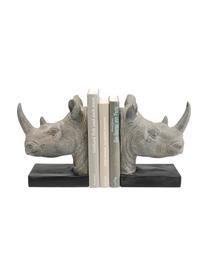 Knižné zarážky Rhino, 2 diely, Polymérová živica, Sivá, čierna, Š 33 x V 20 cm