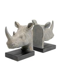 Knižné zarážky Rhino, 2 diely, Polymérová živica, Sivá, čierna, Š 33 x V 20 cm