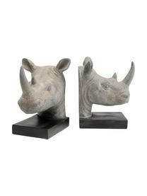 Sada knižních zarážek Rhino, 2 díly, Polyresin, Šedá, černá, Š 33 cm, V 20 cm