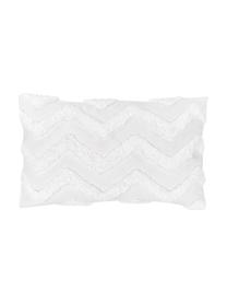 Kissenhülle Zack mit getuftetem Muster, 100% Baumwolle, Weiß, 30 x 50 cm