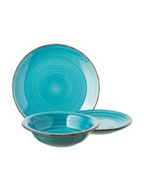 Servizio di piatti dipinti a mano Baita 18 pz, Gres (pietra dolomitica) dipinto a mano, Tonalità blu, 6 persone (18 pz)