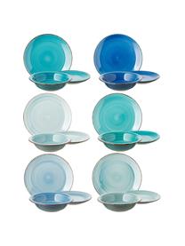 Servizio di piatti dipinti a mano Baita 18 pz, Gres (pietra dolomitica) dipinto a mano, Tonalità blu, 6 persone (18 pz)