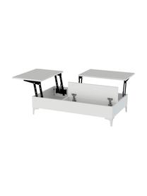 Mesa de centro Esinti, con espacio de almacenamiento, Estructura: aglomerado recubierto de , Patas: metal recubierto, Blanco, An 121 x Al 28 cm