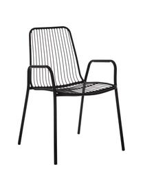 Krzesło z metalu z podłokietnikami Tirana, 2 szt., Metal malowany proszkowo, Czarny, S 54 x G 54 cm