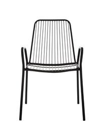 Krzesło z metalu z podłokietnikami Tirana, 2 szt., Metal malowany proszkowo, Czarny, S 54 x G 54 cm