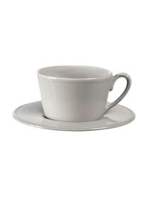Taza de té con platito Constance, estilo rústico, Gres, Gris claro, Ø 19 x Al 8 cm, 375 ml