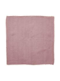 Servilletas de lino Pom Pom, 4 uds., Lino, Rosa palo, An 46 x L 46 cm