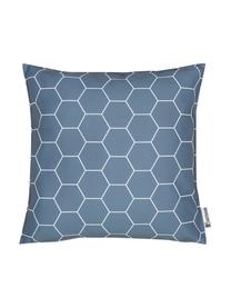 Gemustertes Outdoor-Kissen Honeycomb, 100% Polyester, Dunkelgrau, Weiß, B 47 x L 47 cm