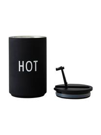 Taza para llevar de diseño Favourite HOT, Acero inoxidable recubierto, Negro, blanco, Ø 8 x Al 13 cm, 350 ml