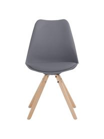 Sillas con asiento de cuero sintético Max, 2 uds., Asiento: cuero sintético (poliuret, Asiento: plástico, Patas: madera de haya, Gris oscuro, An 46 x F 54 cm