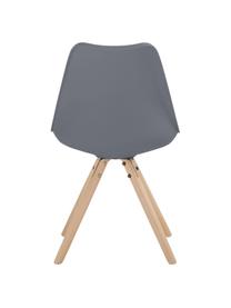 Sillas con asiento de cuero sintético Max, 2 uds., Asiento: cuero sintético (poliuret, Asiento: plástico, Patas: madera de haya, Gris oscuro, An 46 x F 54 cm