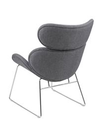 Sillón moderno Cazar, Tapizado: poliéster, Estructura: metal cromado, Gris claro, cromo, An 69 x F 79 cm