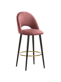 Krzesło barowe z aksamitu Rachel, Tapicerka: aksamit (wysokiej jakości, Nogi: metal malowany proszkowo, Aksamitny brudny różowy, S 48 x W 110 cm