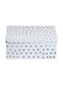 Geschenkdozenset Dots, 4-delig, Karton, Wit, zilverkleurig, Set met verschillende formaten