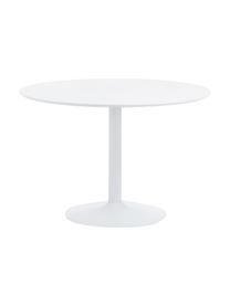 Ronde eettafel Mallorca, Ø 110 cm, Tafelblad: gelakt MDF, Poot: gepoedercoat metaal, Wit, Ø 110 x H 74 cm