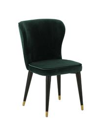 Silla de terciopelo Cleo, Tapizado: terciopelo (poliéster) 50, Patas: metal pintado, Verde oscuro, negro, dorado, An 51 x F 62 cm