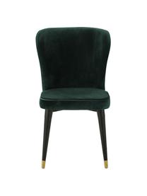 Silla de terciopelo Cleo, Tapizado: terciopelo (poliéster) 50, Patas: metal pintado, Verde oscuro, negro, dorado, An 51 x F 62 cm