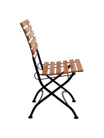 Garten-Klappstühle ParklifeS, 2 Stück, Sitzfläche: Akazienholz, geölt,, Gestell: Metall, verzinkt, pulverb, Schwarz, Akazienholz, B 47 x T 54 cm