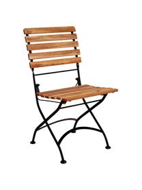 Sillas plegables de exterior Parklife, 2 uds., Asiento: madera de acacia aceitada, Estructura: metal galvanizado con pin, Negro, madera de acacia, An 47x F 54 cm